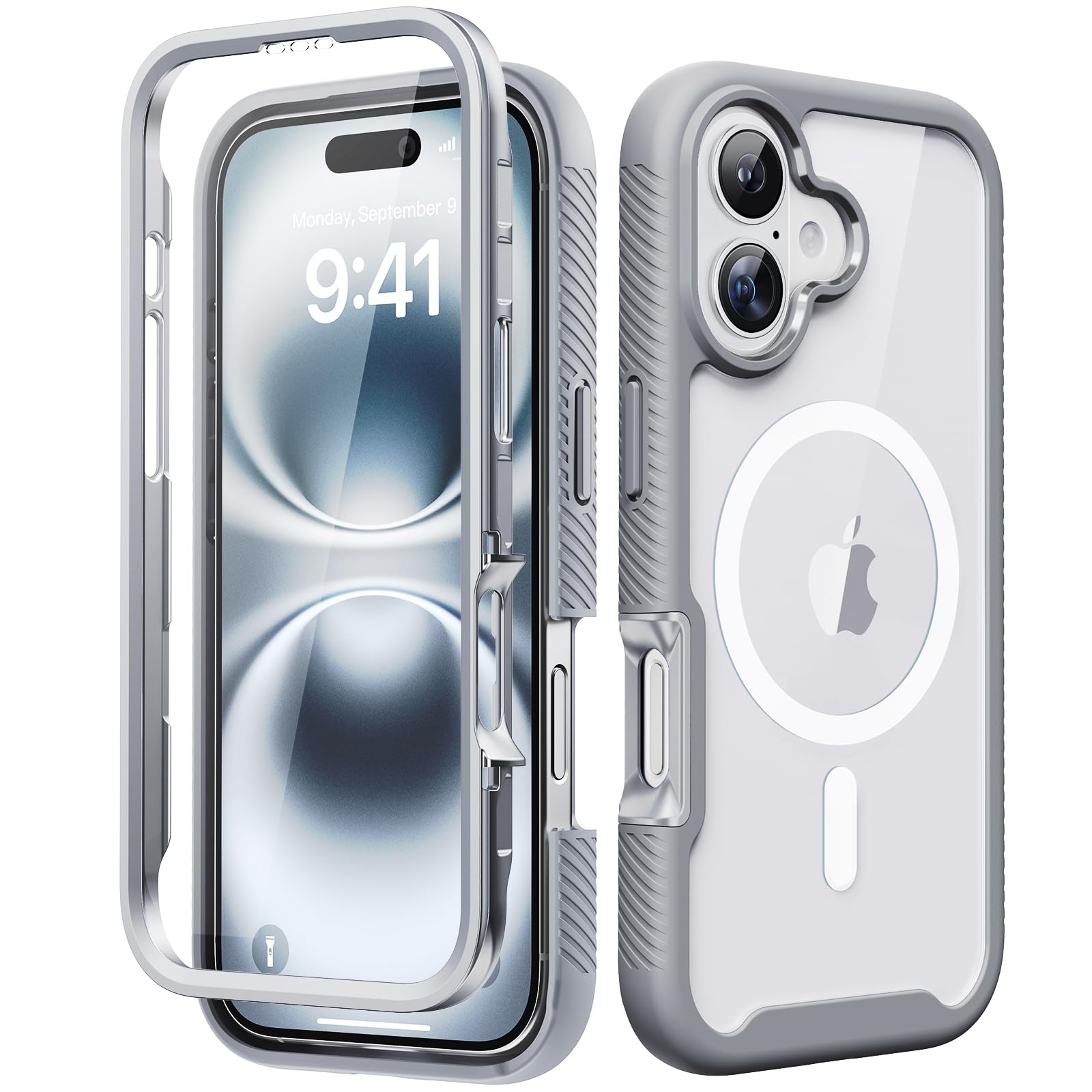 Magnetic for iPhone 15 Case with Built-in Sensitive Screen Protector, Full-Body Dual Front & Back Protective Phone Case [Compatible with MagSafe] Drop Proof 15 Cover 6.1 Inch, Black