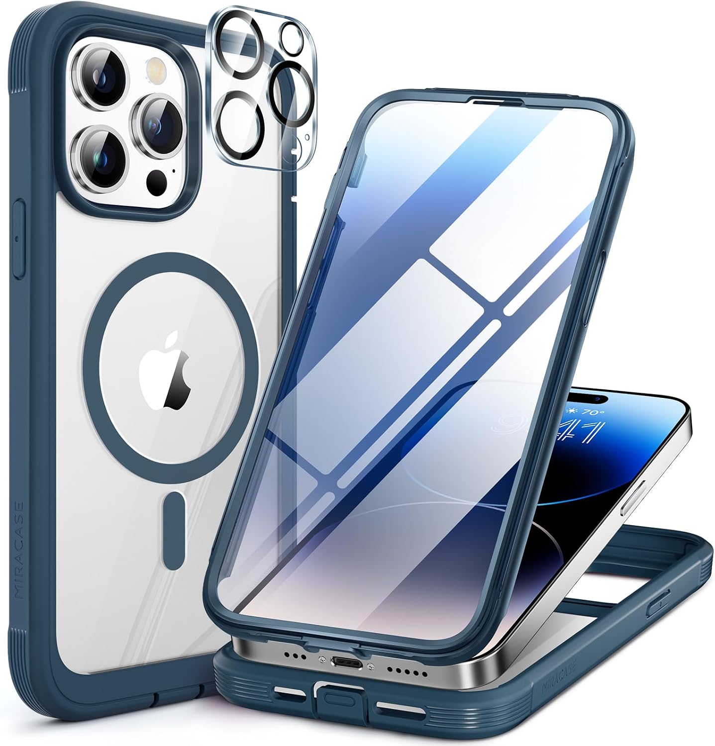Miracase for iPhone 16 Case 6.1'', Full-Body Bumper Phone case with Built-in Full Glass Screen &Camera Control,No Gap,Compatible with MagSafe,Drop Proof 16 Cover,Black