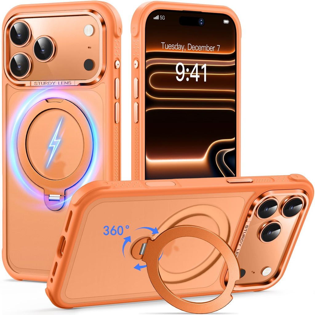 Reukdnv [Invisible 360° Spin Stand Magnetic Ring for iPhone 16 Pro Case [Compatible with MagSafe][Translucent Matte Back] Military Drop Protection Shockproof Cover with Kickstand 6.3", Deep Blue