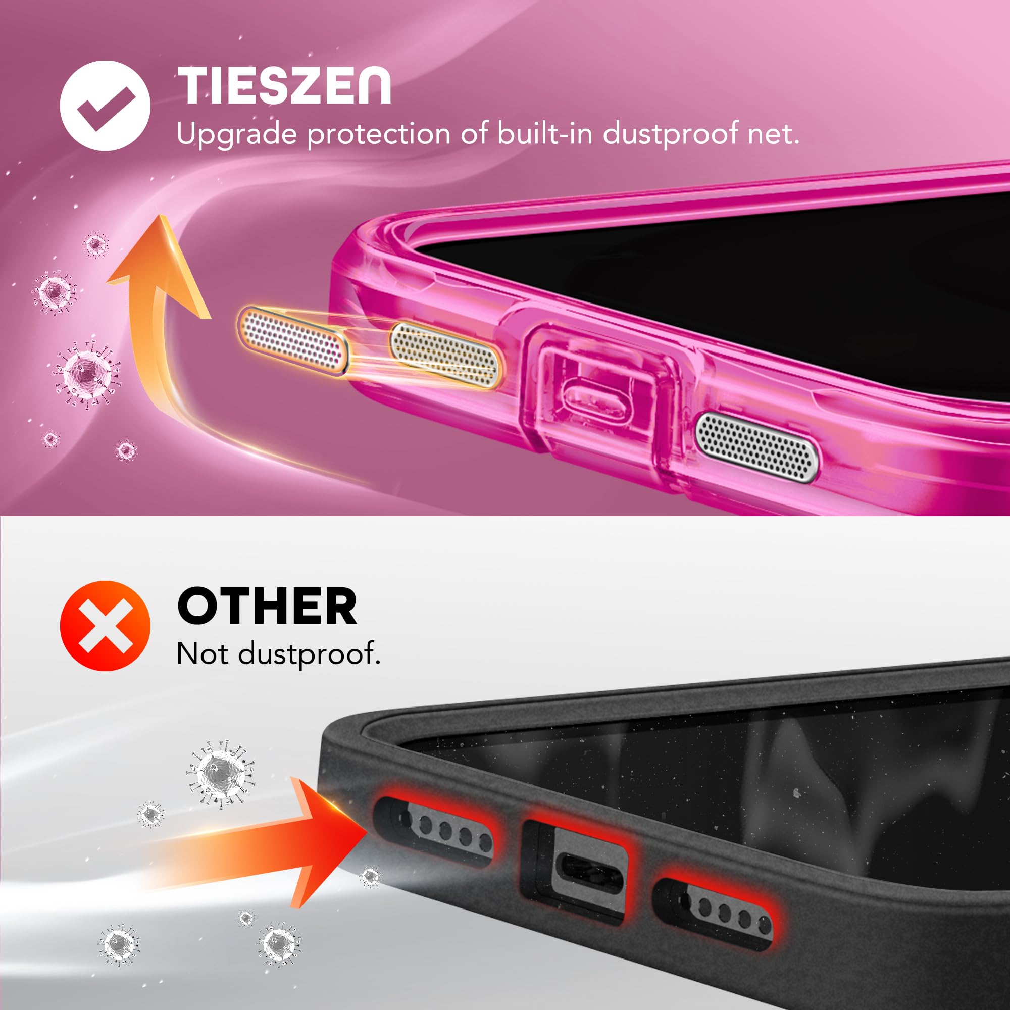 TIESZEN for iPhone 15 Case, Compatible with MagSafe, Built-in Privacy Screen Protector and Camera Protection, Anti Spy Full Body Dustproof Shockproof Hard Phone Case 6.1", Black