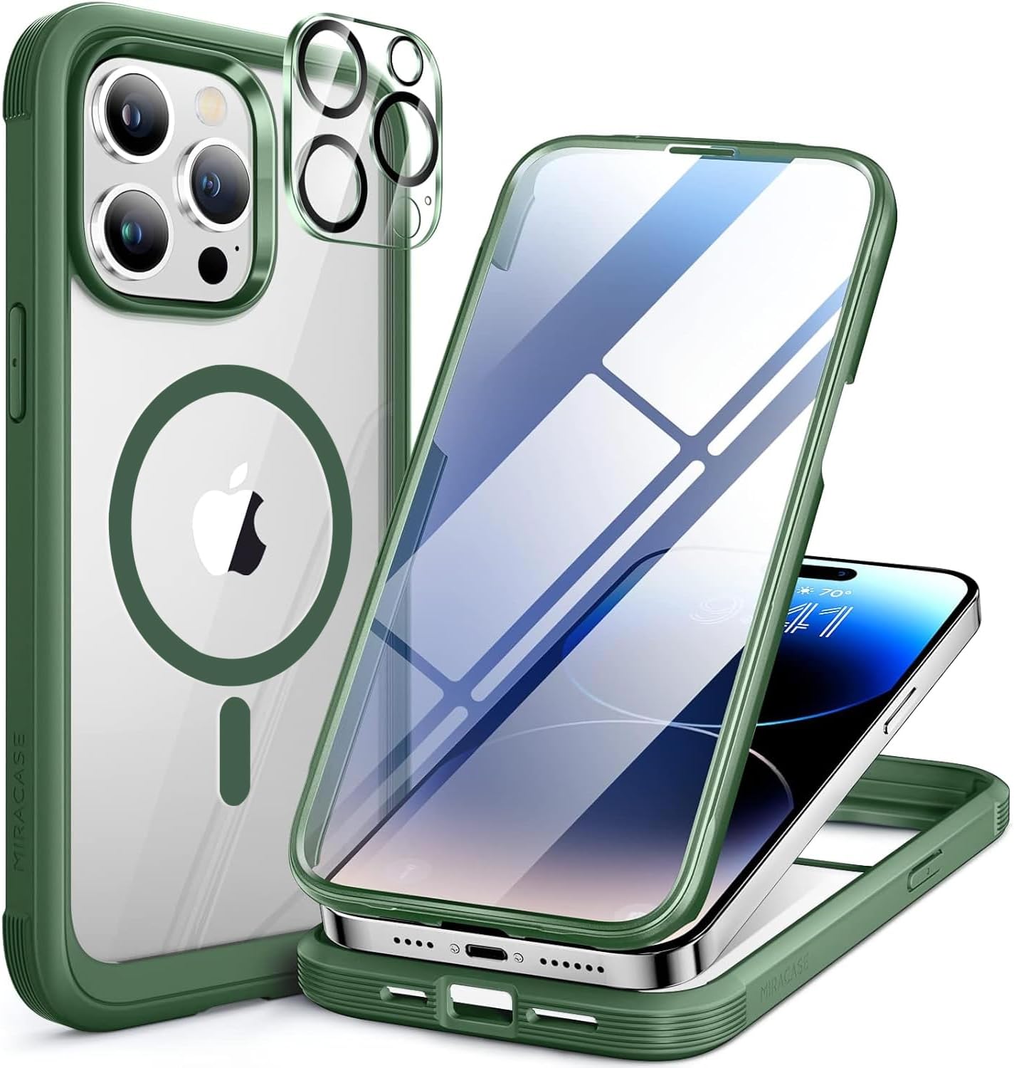 Miracase for iPhone 16 Case 6.1'', Full-Body Bumper Phone case with Built-in Full Glass Screen &Camera Control,No Gap,Compatible with MagSafe,Drop Proof 16 Cover,Black