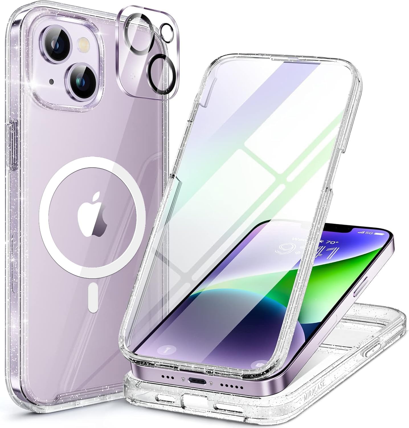Miracase for iPhone 16 Case 6.1'', Full-Body Bumper Phone case with Built-in Full Glass Screen &Camera Control,No Gap,Compatible with MagSafe,Drop Proof 16 Cover,Black