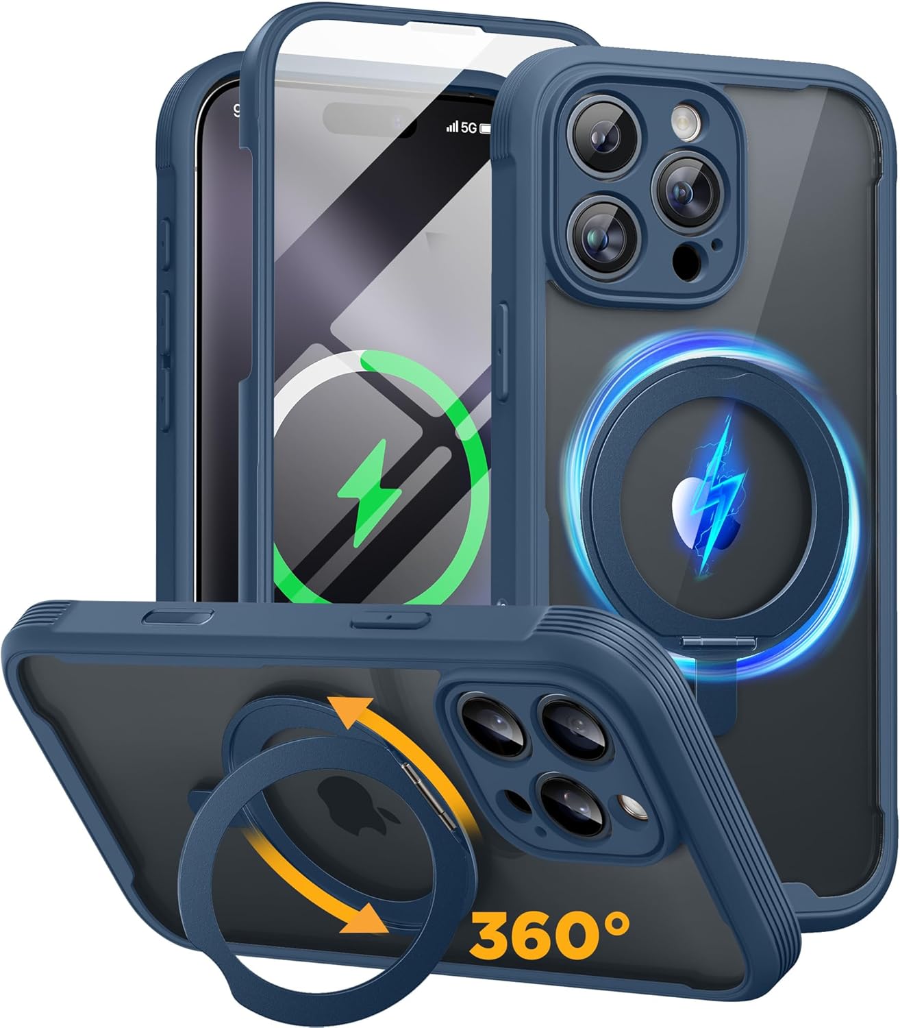 Miracase for iPhone 16 Case 6.1'', Full-Body Bumper Phone case with Built-in Full Glass Screen &Camera Control,No Gap,Compatible with MagSafe,Drop Proof 16 Cover,Black