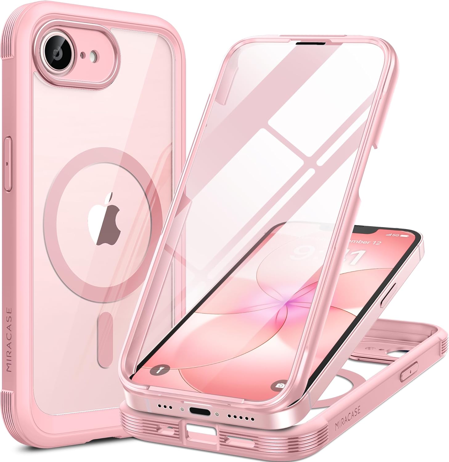 Miracase for iPhone 16 Case 6.1'', Full-Body Bumper Phone case with Built-in Full Glass Screen &Camera Control,No Gap,Compatible with MagSafe,Drop Proof 16 Cover,Black
