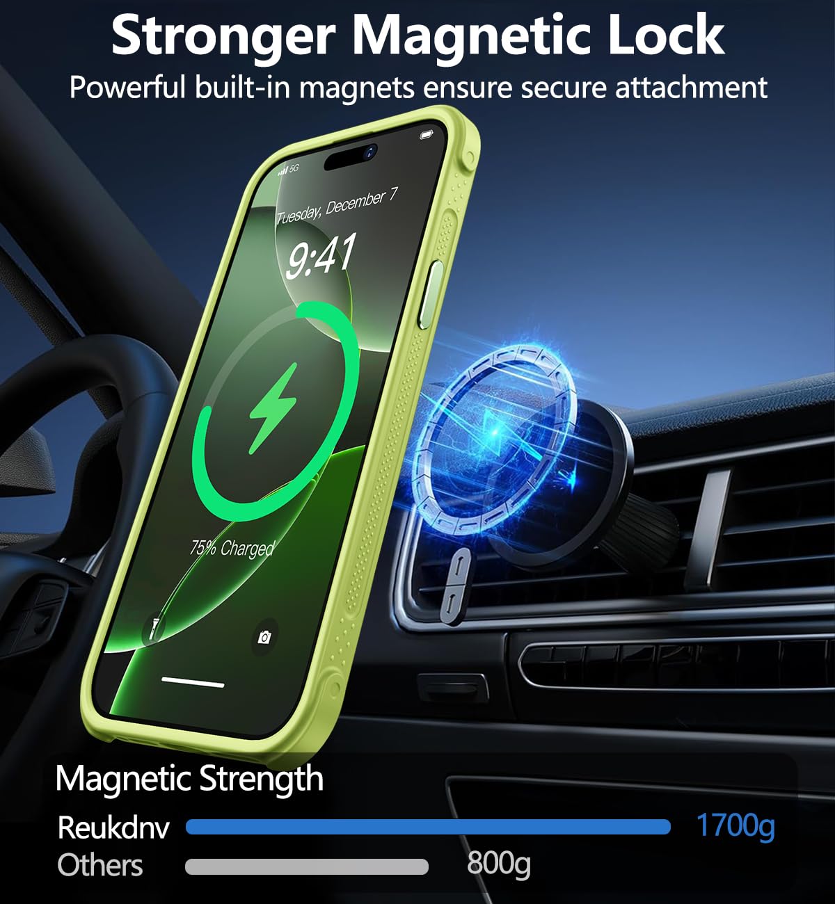 Reukdnv [Invisible 360° Spin Stand Magnetic Ring for iPhone 16 Pro Case [Compatible with MagSafe][Translucent Matte Back] Military Drop Protection Shockproof Cover with Kickstand 6.3", Deep Blue