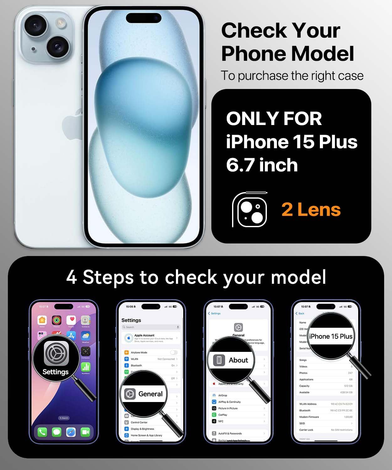 Magnetic for iPhone 15 Case with Built-in Sensitive Screen Protector, Full-Body Dual Front & Back Protective Phone Case [Compatible with MagSafe] Drop Proof 15 Cover 6.1 Inch, Black