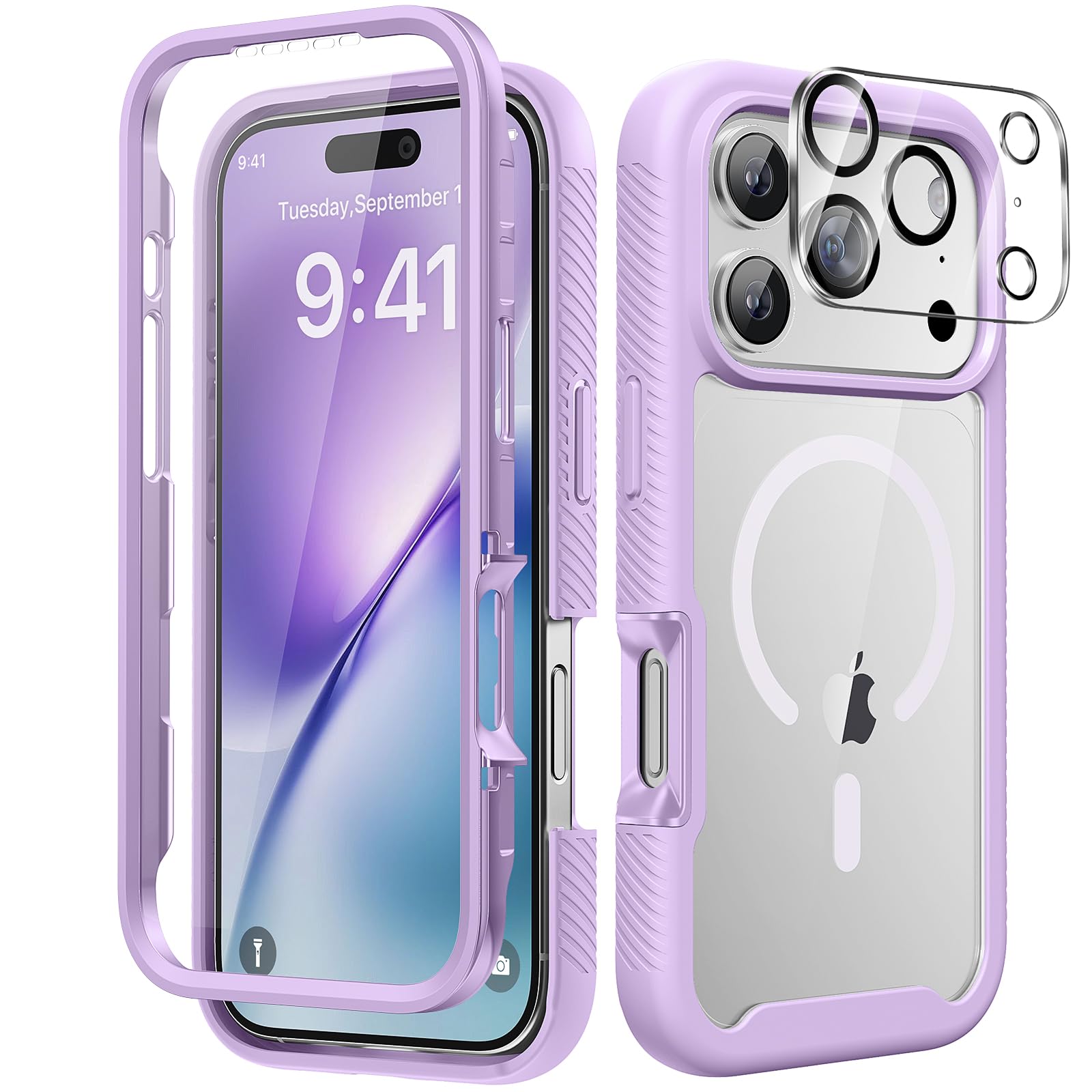 Magnetic for iPhone 15 Case with Built-in Sensitive Screen Protector, Full-Body Dual Front & Back Protective Phone Case [Compatible with MagSafe] Drop Proof 15 Cover 6.1 Inch, Black