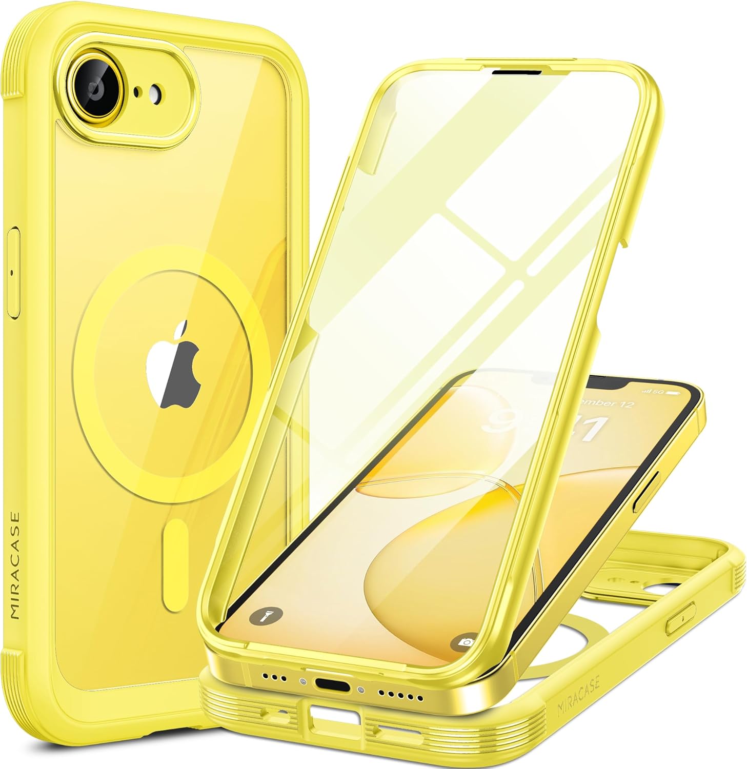 Miracase for iPhone 16 Case 6.1'', Full-Body Bumper Phone case with Built-in Full Glass Screen &Camera Control,No Gap,Compatible with MagSafe,Drop Proof 16 Cover,Black
