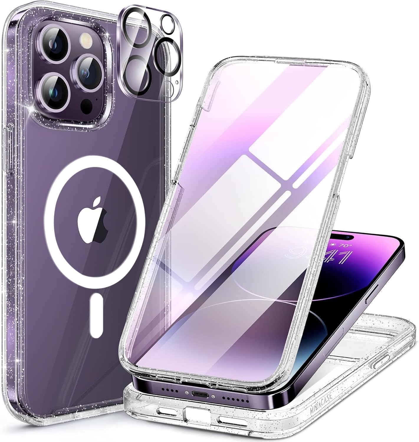 Miracase for iPhone 16 Case 6.1'', Full-Body Bumper Phone case with Built-in Full Glass Screen &Camera Control,No Gap,Compatible with MagSafe,Drop Proof 16 Cover,Black