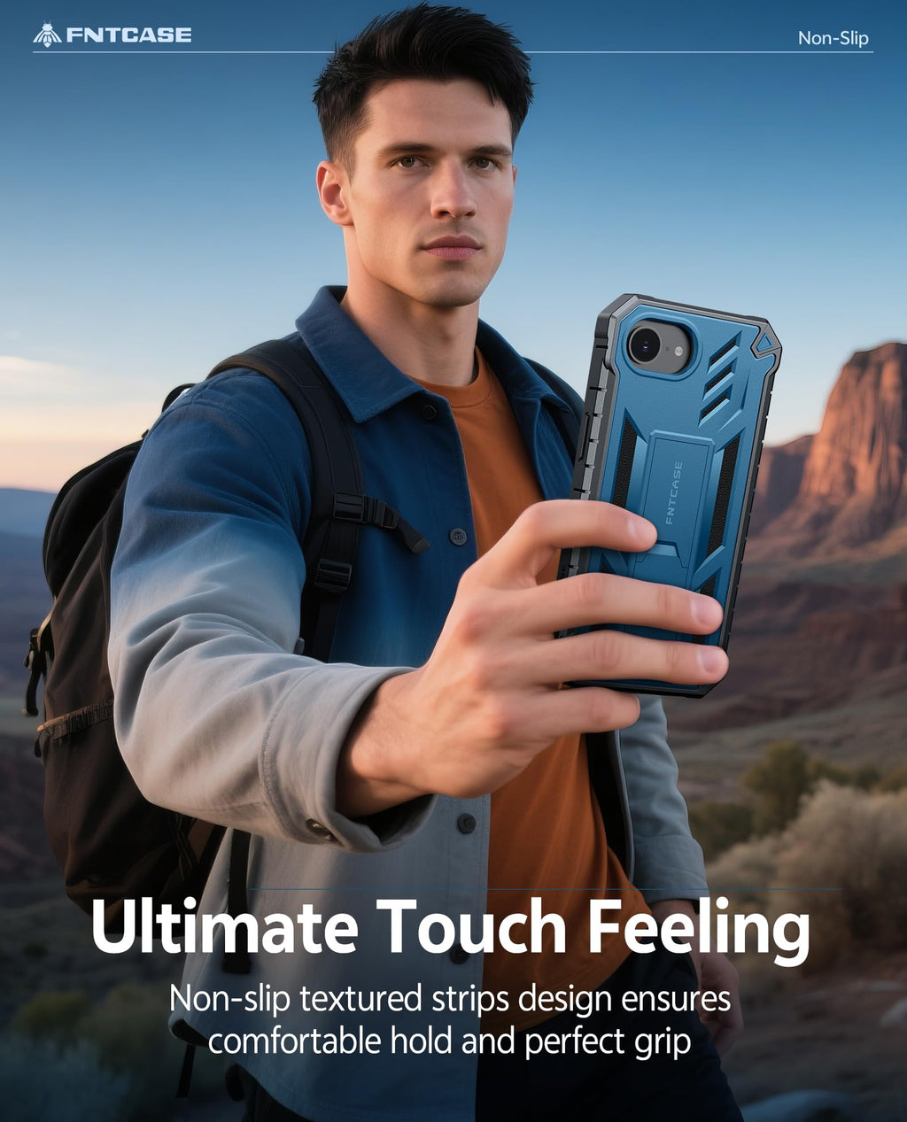FNTCASE for iPhone 17e Phone Case: for iPhone 16e Case Military Grade Rugged Case with Kickstand & Holster | Shockproof TPU Protection Bumper Matte Textured Design | Heavy Duty Protector Black