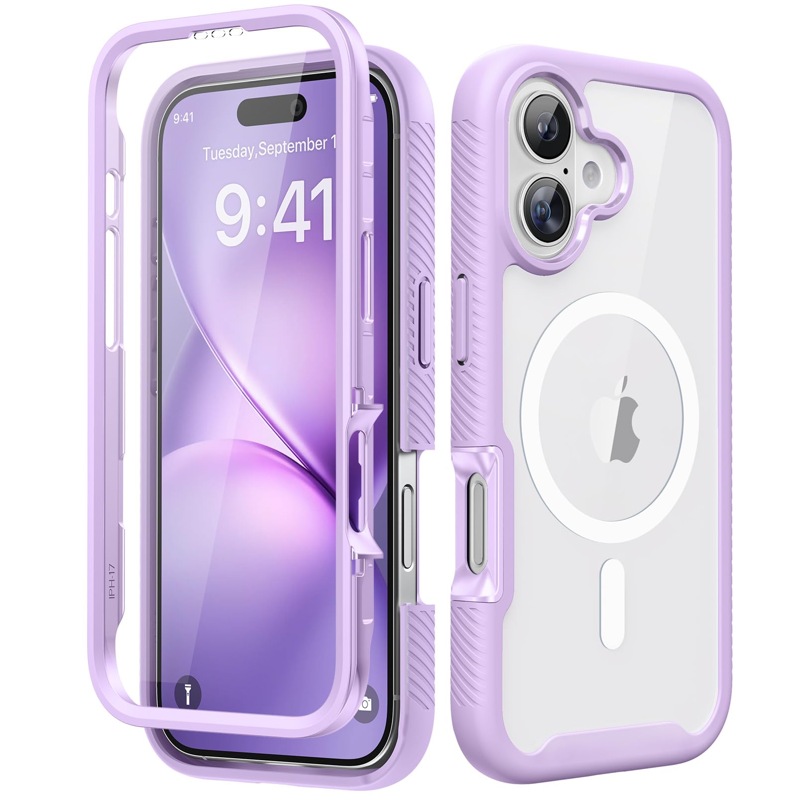 Magnetic for iPhone 15 Case with Built-in Sensitive Screen Protector, Full-Body Dual Front & Back Protective Phone Case [Compatible with MagSafe] Drop Proof 15 Cover 6.1 Inch, Black