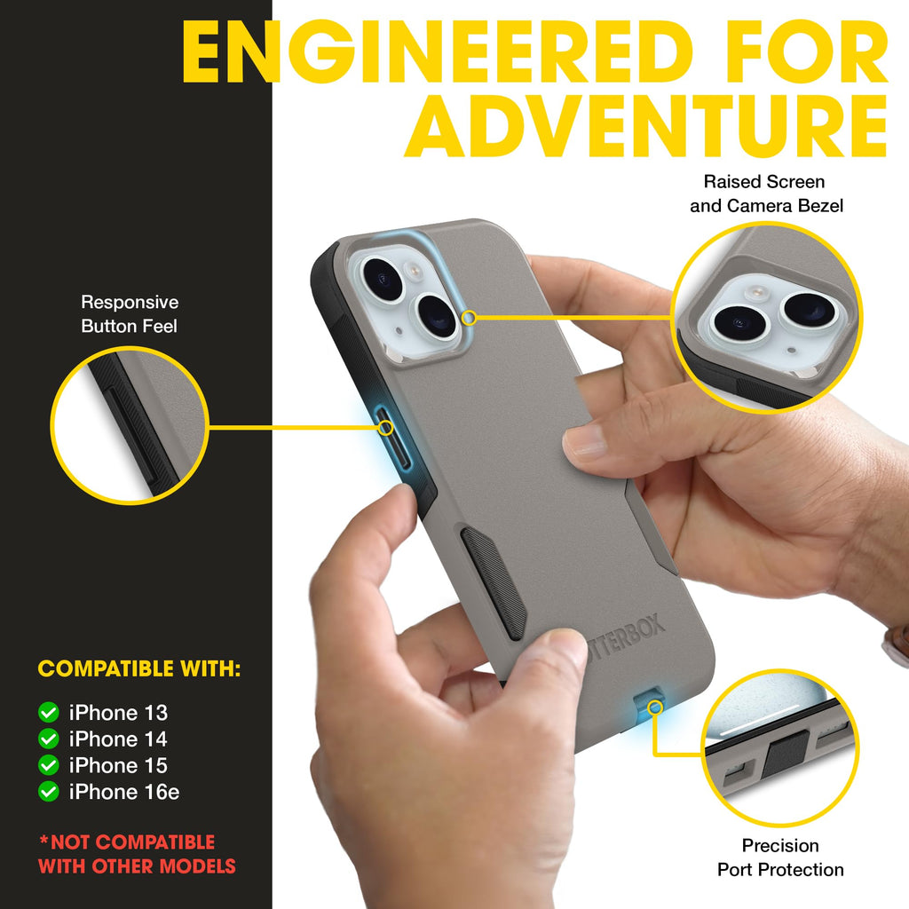 OtterBox iPhone 17e, 16e, 15, 14, & 13 Commuter Series Case - Black, Slim & Tough, Pocket-Friendly, with Port Protection