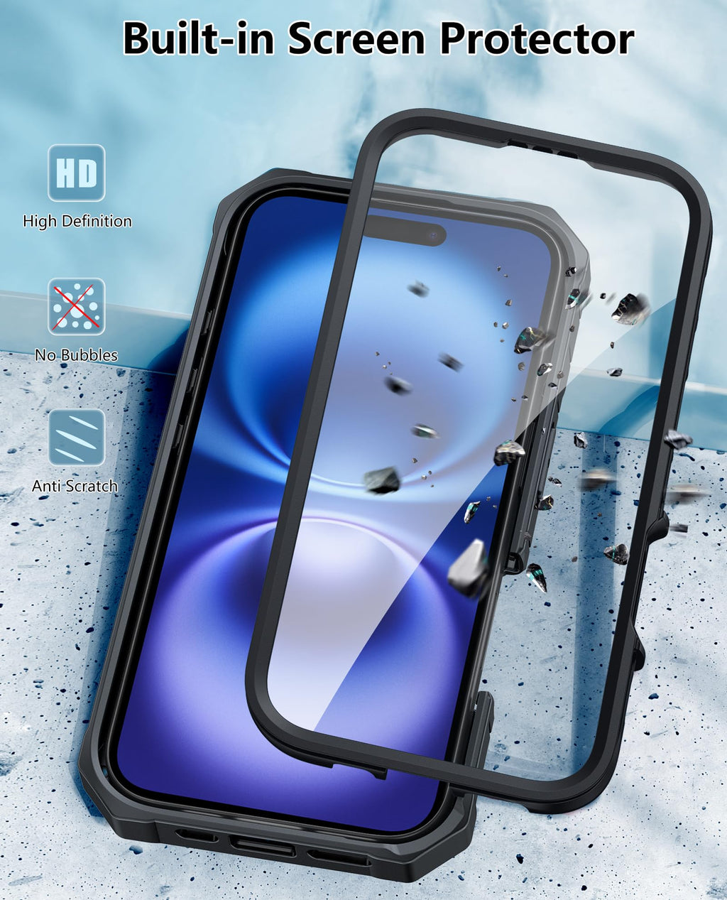 FNTCASE for iPhone 17e Phone Case: for iPhone 16e Case Military Grade Rugged Case with Kickstand & Holster | Shockproof TPU Protection Bumper Matte Textured Design | Heavy Duty Protector Black