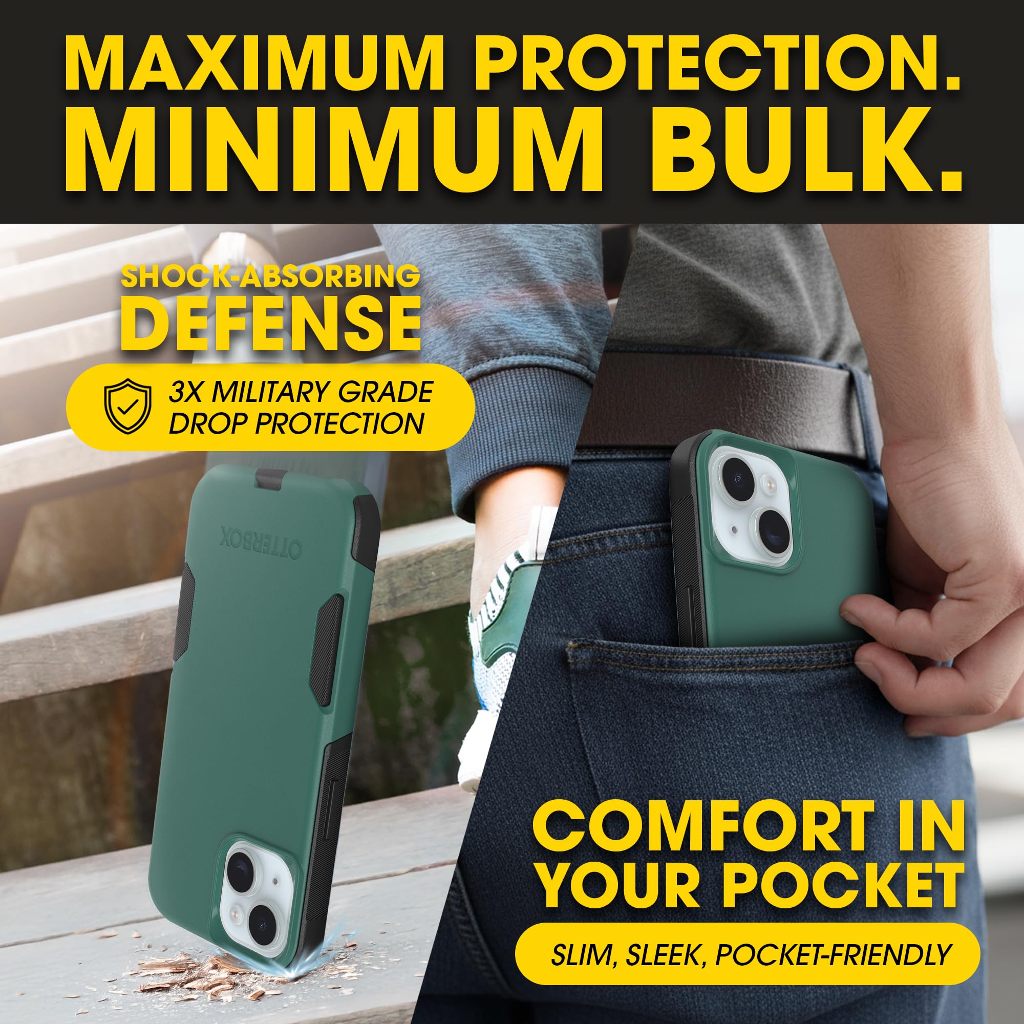 OtterBox iPhone 17e, 16e, 15, 14, & 13 Commuter Series Case - Black, Slim & Tough, Pocket-Friendly, with Port Protection