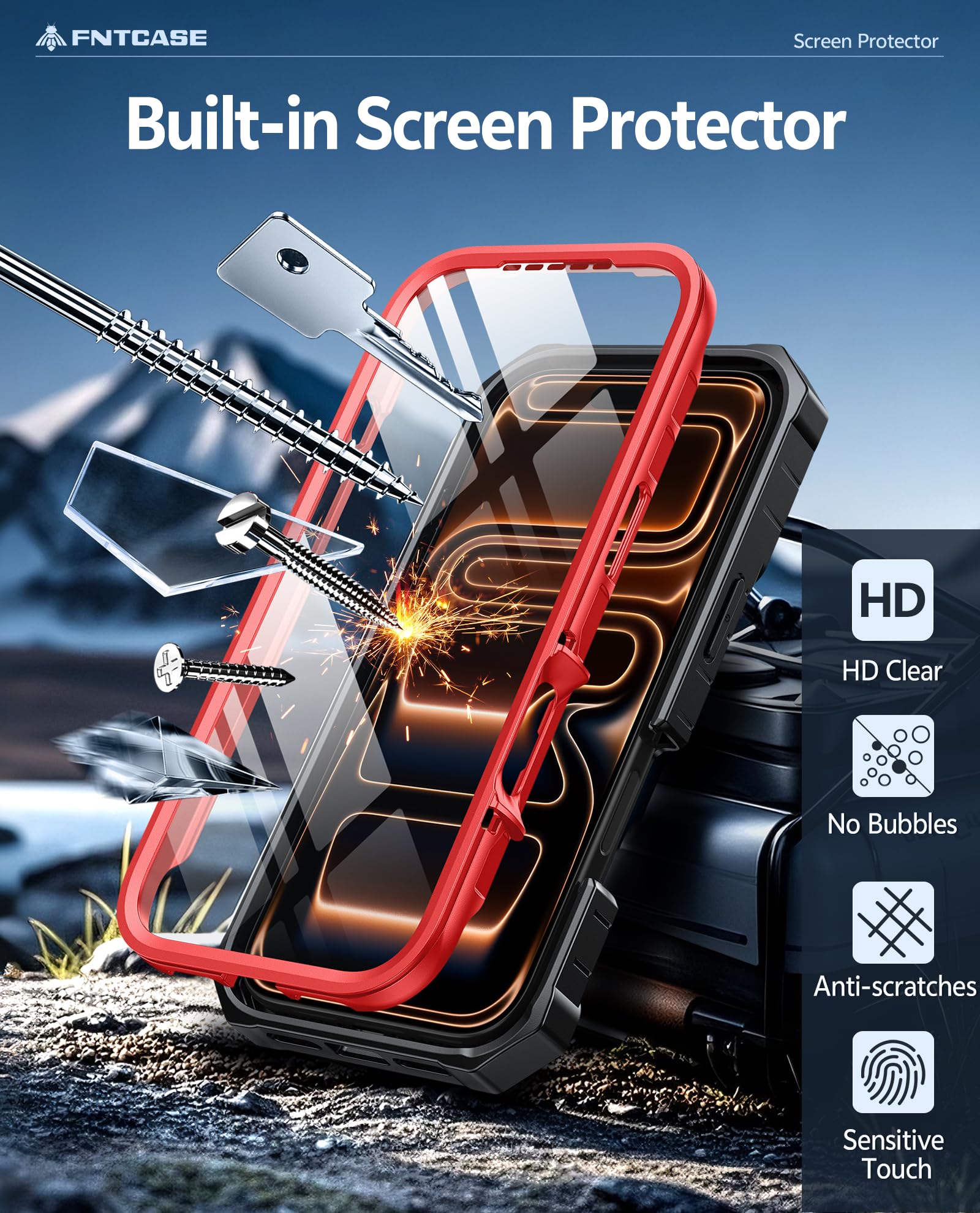 FNTCASE for iPhone 17e Phone Case: for iPhone 16e Case Military Grade Rugged Case with Kickstand & Holster | Shockproof TPU Protection Bumper Matte Textured Design | Heavy Duty Protector Black