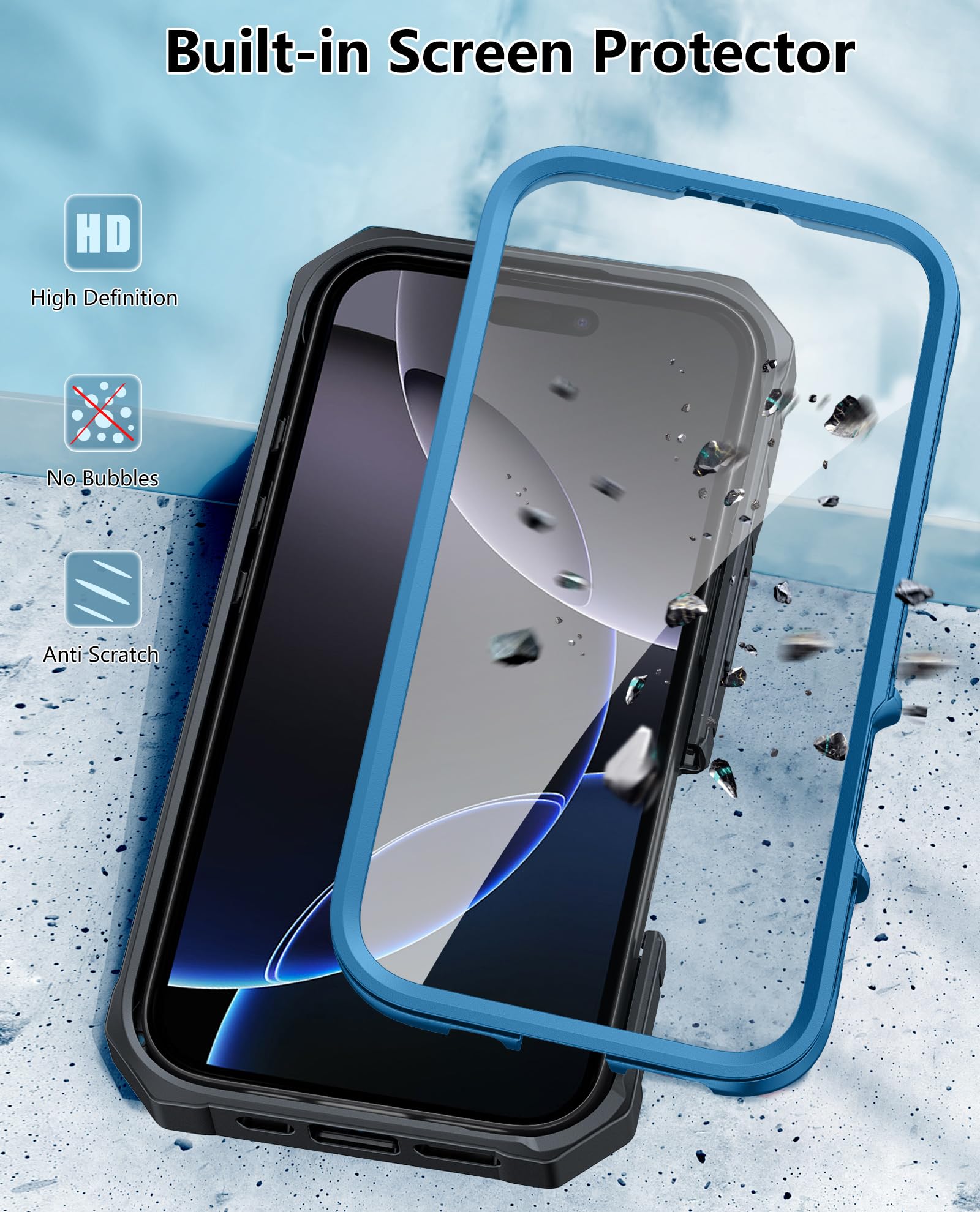 FNTCASE for iPhone 17e Phone Case: for iPhone 16e Case Military Grade Rugged Case with Kickstand & Holster | Shockproof TPU Protection Bumper Matte Textured Design | Heavy Duty Protector Black