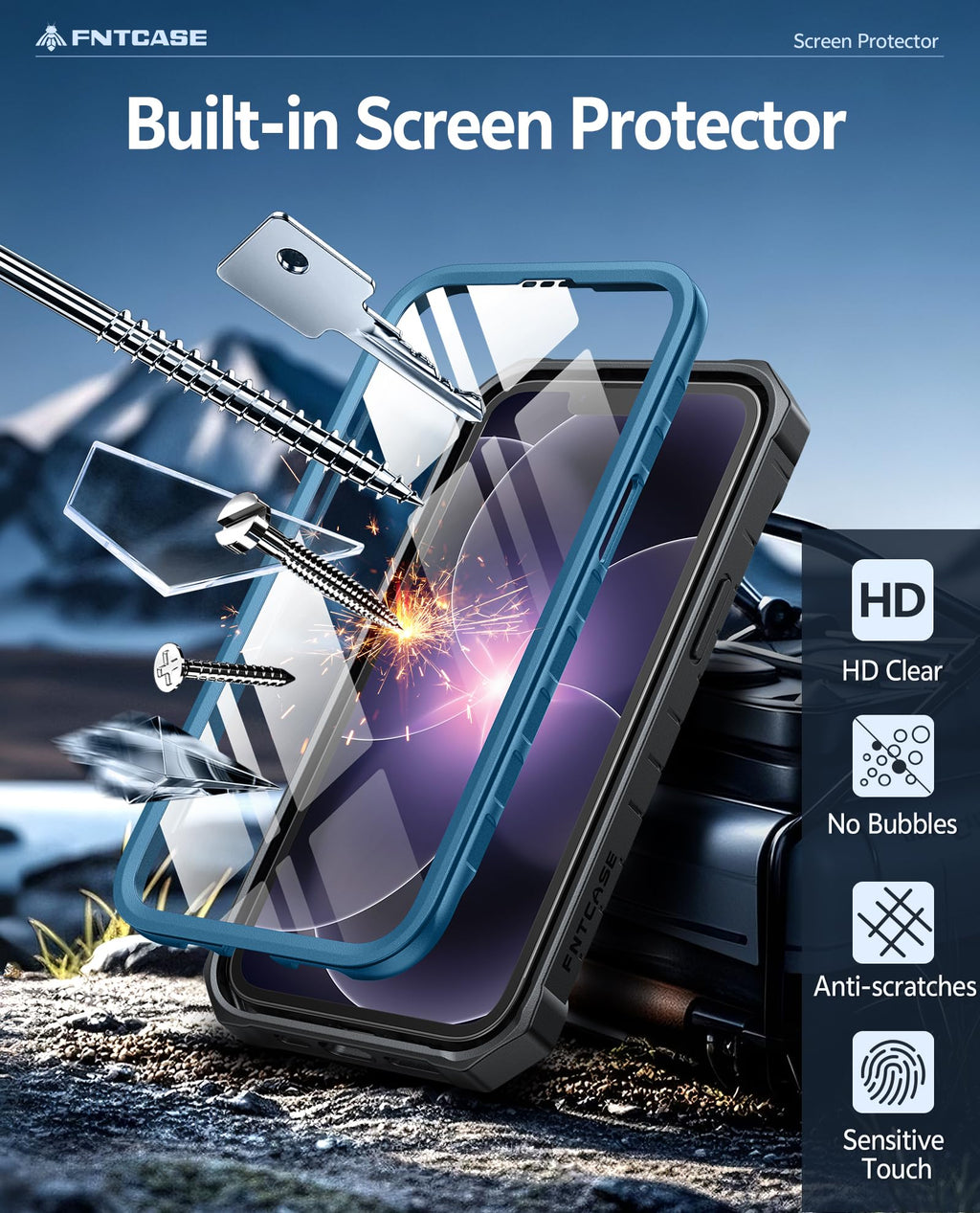FNTCASE for iPhone 17e Phone Case: for iPhone 16e Case Military Grade Rugged Case with Kickstand & Holster | Shockproof TPU Protection Bumper Matte Textured Design | Heavy Duty Protector Black