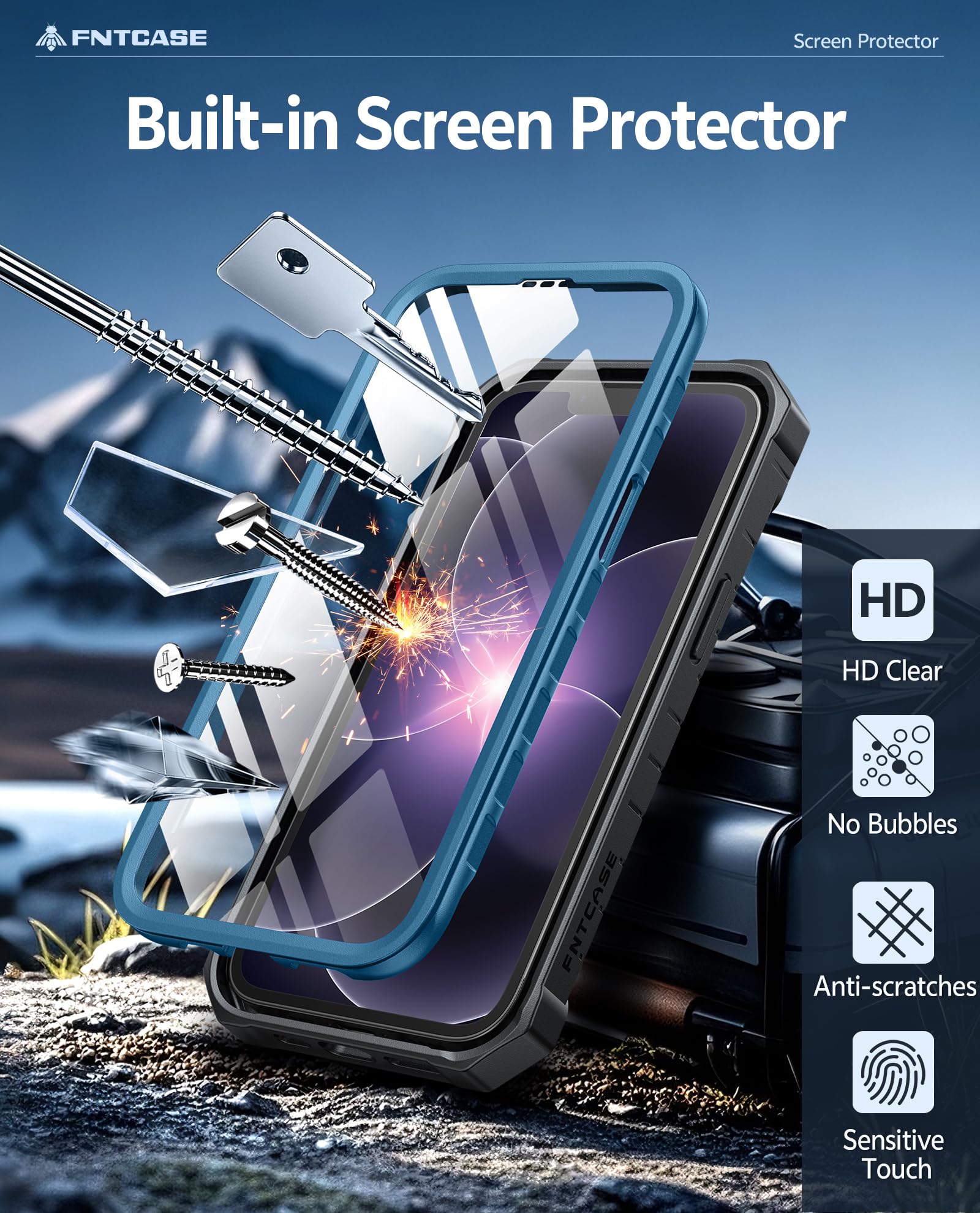 FNTCASE for iPhone 17e Phone Case: for iPhone 16e Case Military Grade Rugged Case with Kickstand & Holster | Shockproof TPU Protection Bumper Matte Textured Design | Heavy Duty Protector Black