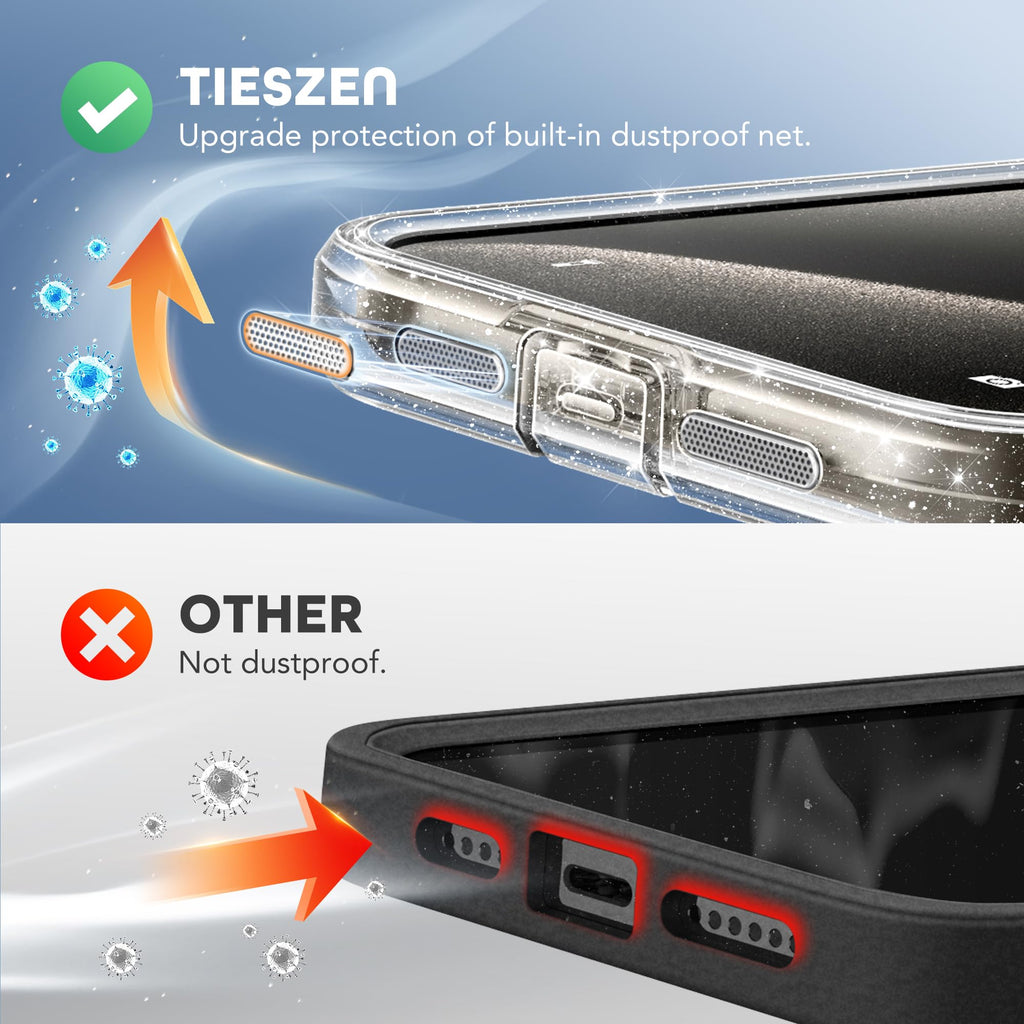 TIESZEN for iPhone 15 Case, Compatible with MagSafe, Built-in Privacy Screen Protector and Camera Protection, Anti Spy Full Body Dustproof Shockproof Hard Phone Case 6.1", Black