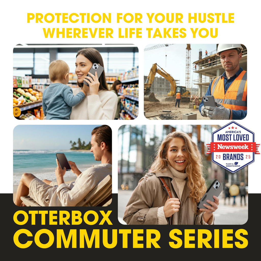 OtterBox iPhone 17e, 16e, 15, 14, & 13 Commuter Series Case - Black, Slim & Tough, Pocket-Friendly, with Port Protection