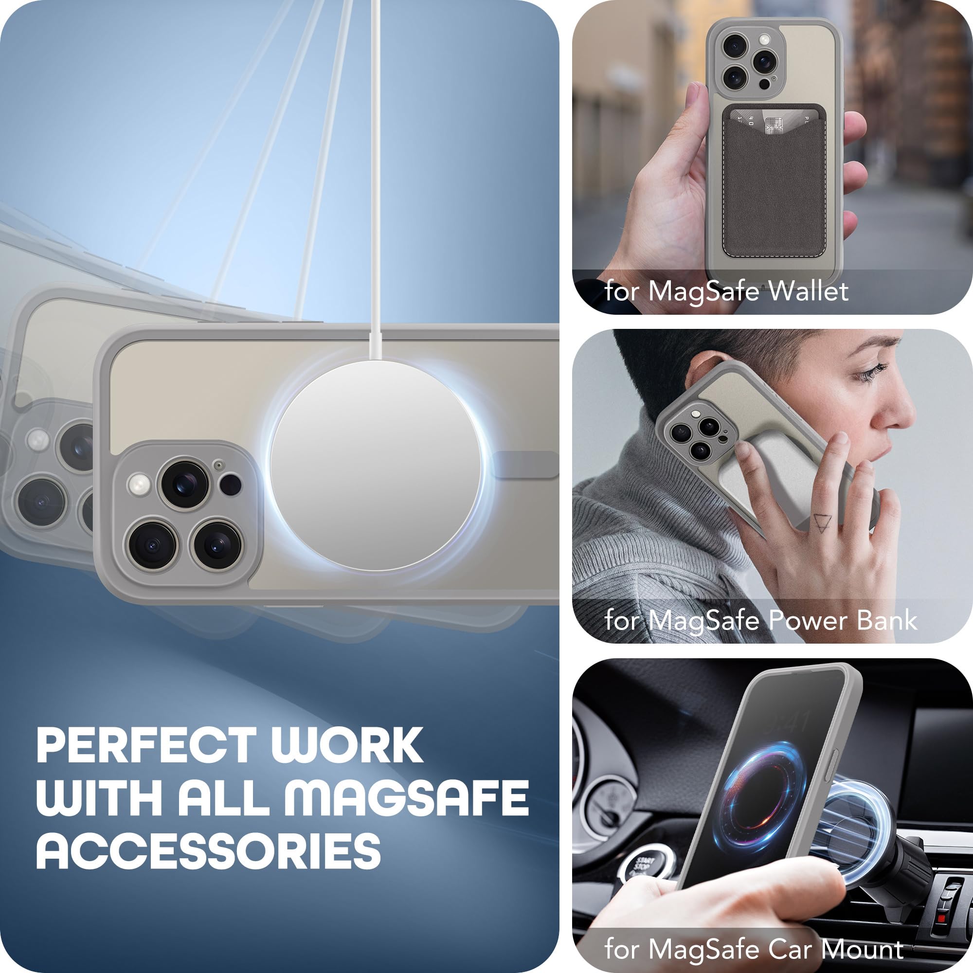 TIESZEN for iPhone 15 Case, Compatible with MagSafe, Built-in Privacy Screen Protector and Camera Protection, Anti Spy Full Body Dustproof Shockproof Hard Phone Case 6.1", Black