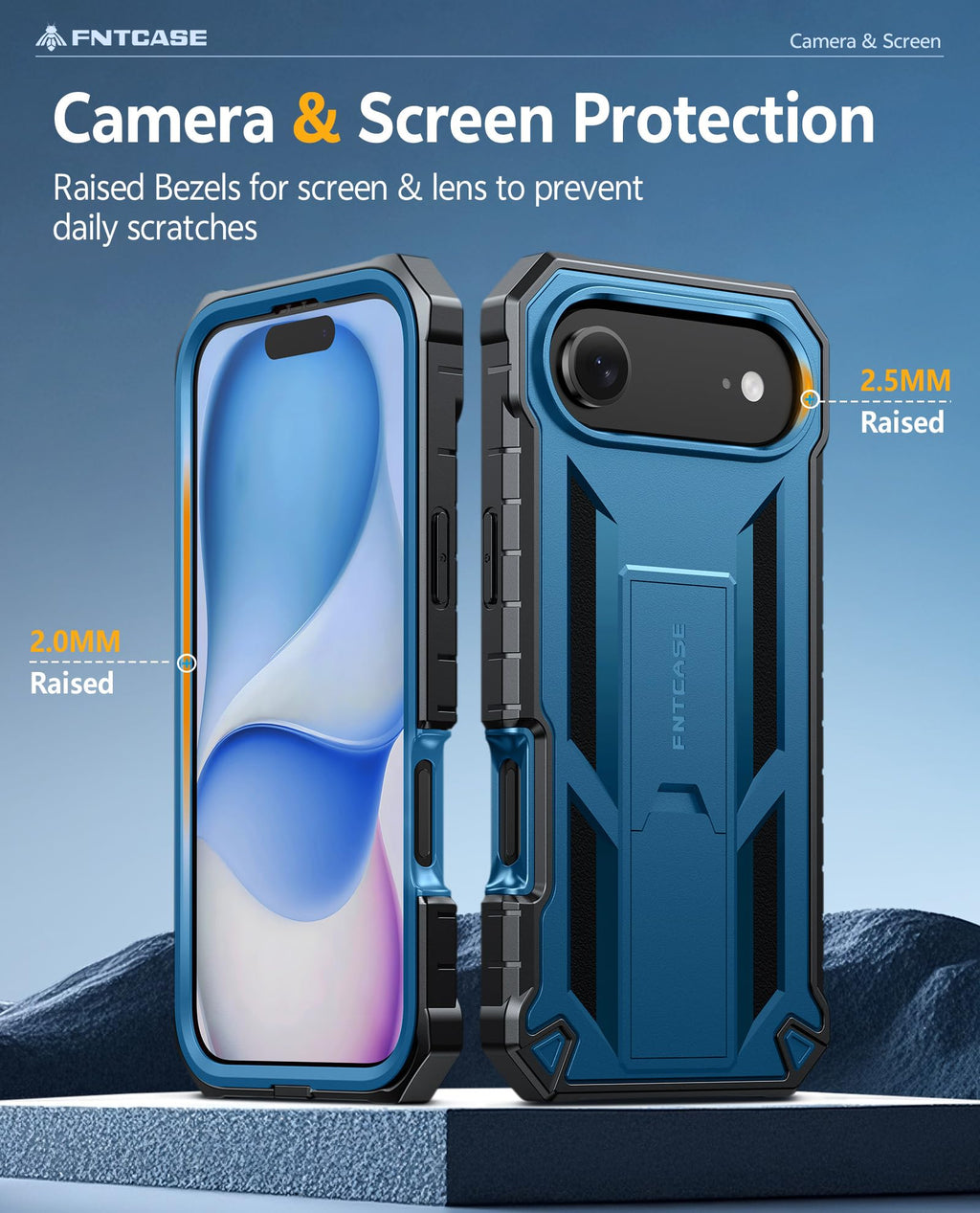 FNTCASE for iPhone 17e Phone Case: for iPhone 16e Case Military Grade Rugged Case with Kickstand & Holster | Shockproof TPU Protection Bumper Matte Textured Design | Heavy Duty Protector Black