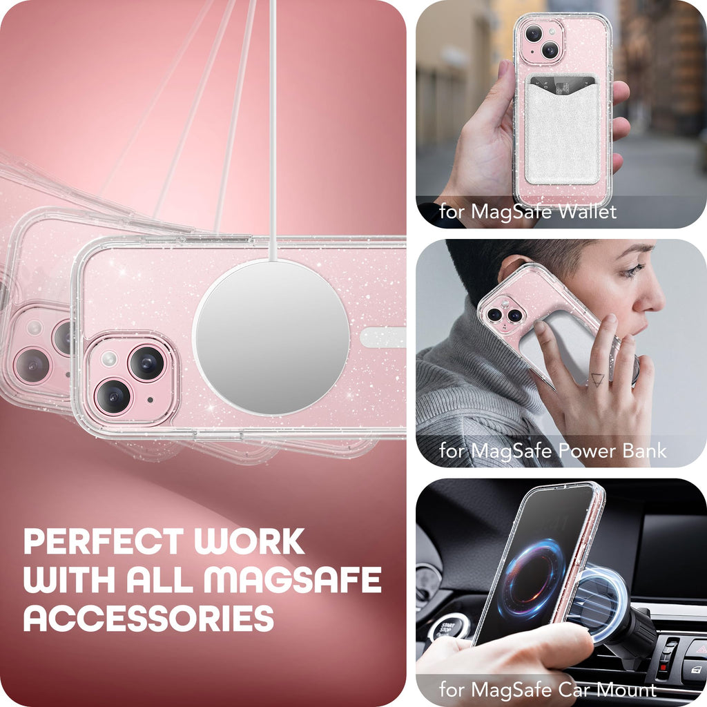 TIESZEN for iPhone 15 Case, Compatible with MagSafe, Built-in Privacy Screen Protector and Camera Protection, Anti Spy Full Body Dustproof Shockproof Hard Phone Case 6.1", Black