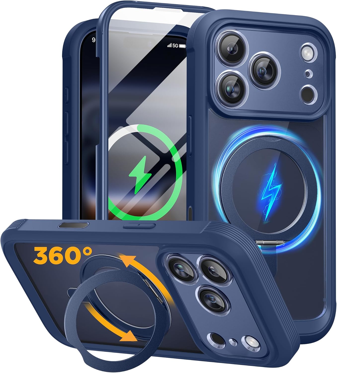 Miracase for iPhone 16 Case 6.1'', Full-Body Bumper Phone case with Built-in Full Glass Screen &Camera Control,No Gap,Compatible with MagSafe,Drop Proof 16 Cover,Black