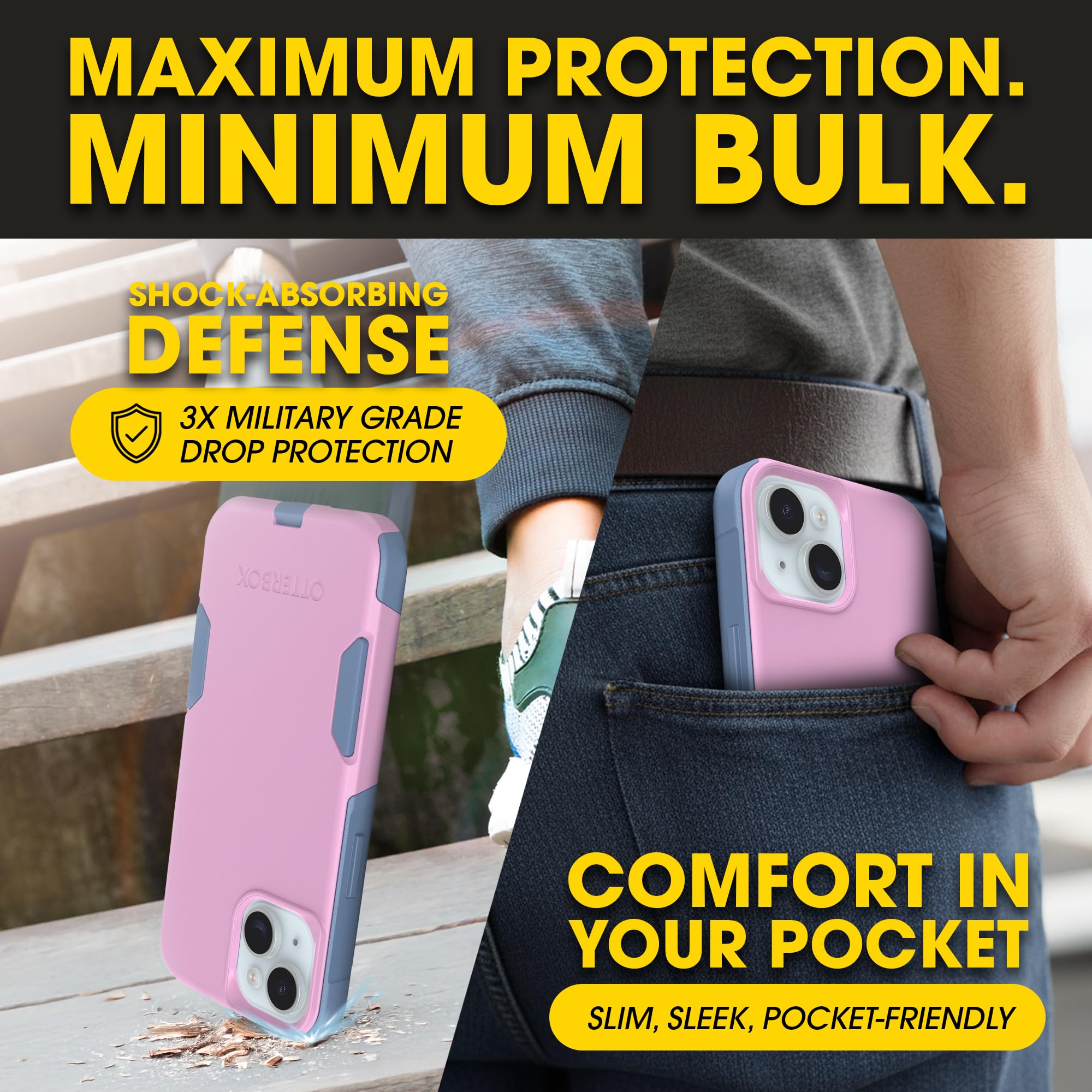 OtterBox iPhone 17e, 16e, 15, 14, & 13 Commuter Series Case - Black, Slim & Tough, Pocket-Friendly, with Port Protection
