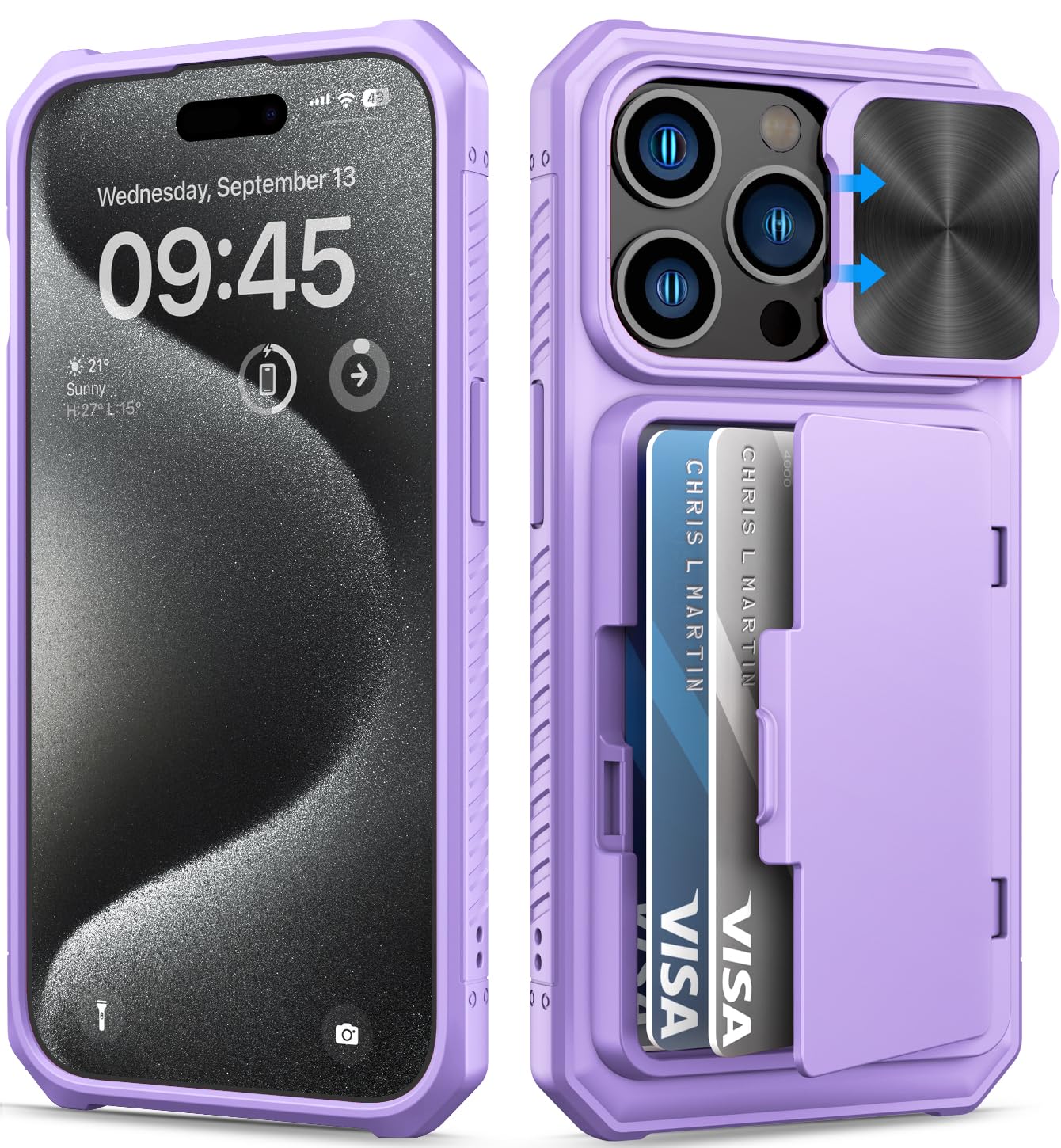 BXYJY for iPhone 15, iPhone 14, iPhone 13 Wallet Case with Card Holder(4-5 Cards), Slide Camera Cover, Military Drop & RFID Protection, Heavy Duty Women Men Phone Case for iPhone 15/14/13, Black