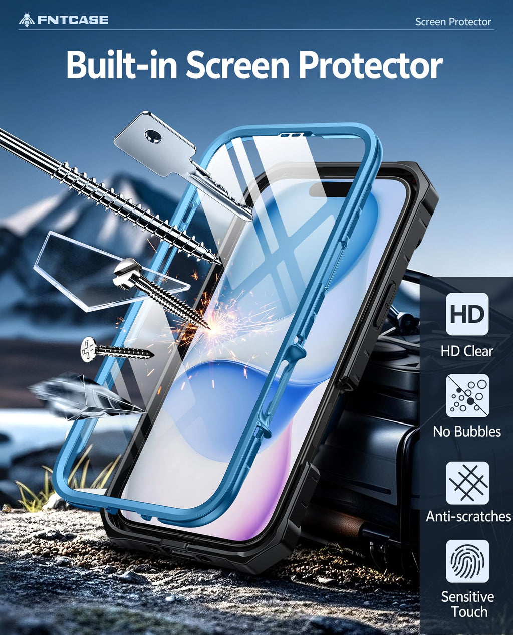 FNTCASE for iPhone 17e Phone Case: for iPhone 16e Case Military Grade Rugged Case with Kickstand & Holster | Shockproof TPU Protection Bumper Matte Textured Design | Heavy Duty Protector Black