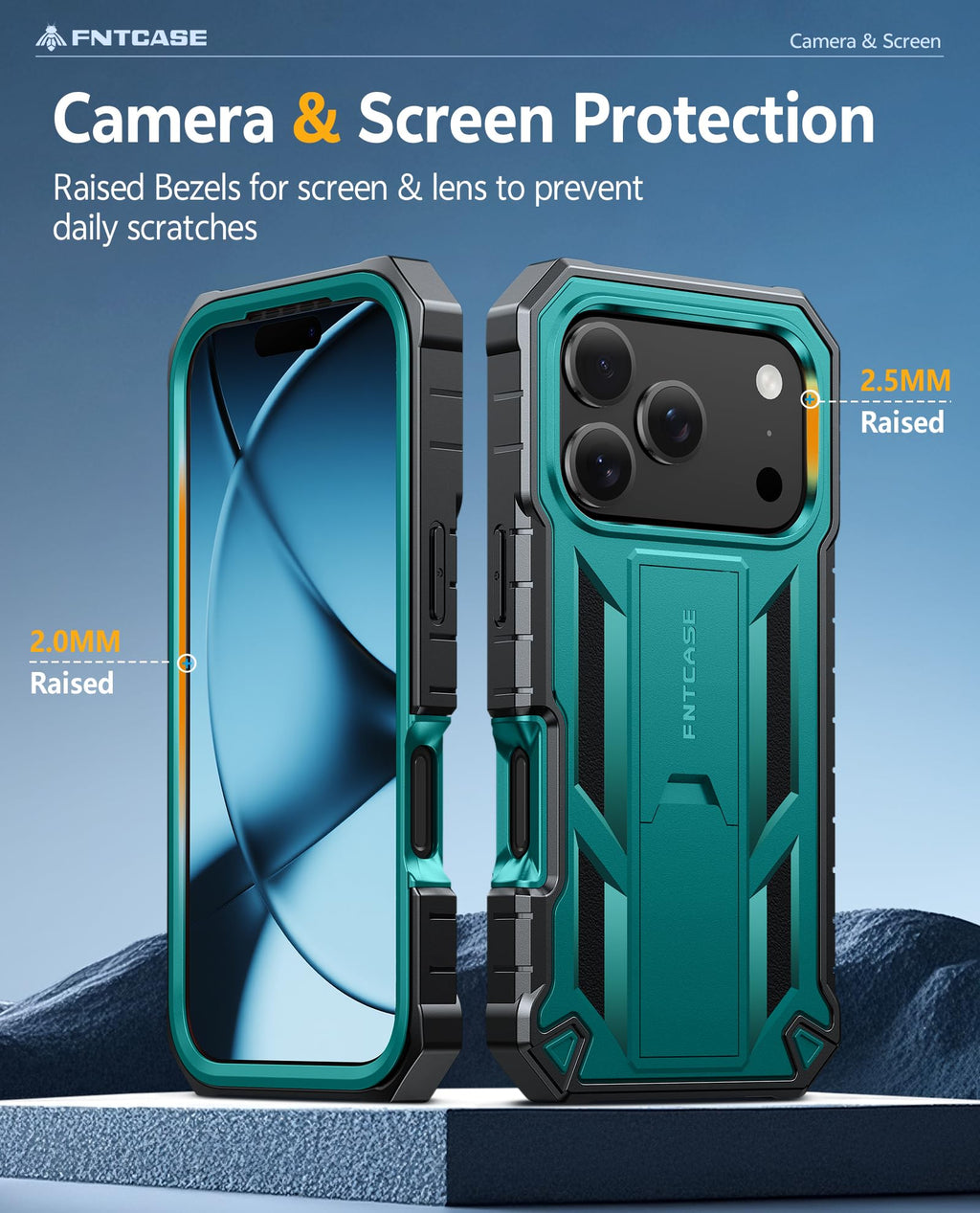 FNTCASE for iPhone 17e Phone Case: for iPhone 16e Case Military Grade Rugged Case with Kickstand & Holster | Shockproof TPU Protection Bumper Matte Textured Design | Heavy Duty Protector Black