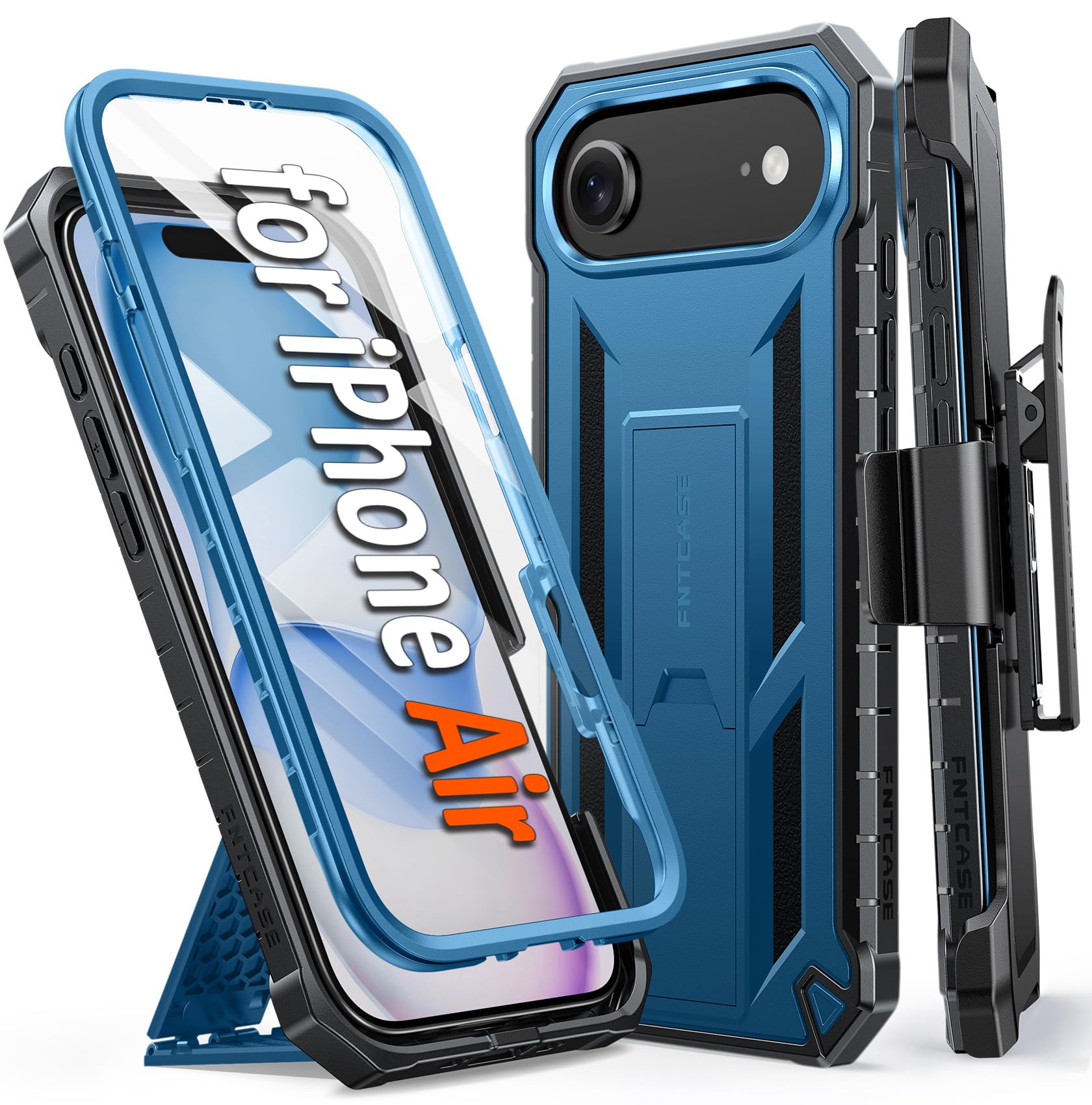 FNTCASE for iPhone 17e Phone Case: for iPhone 16e Case Military Grade Rugged Case with Kickstand & Holster | Shockproof TPU Protection Bumper Matte Textured Design | Heavy Duty Protector Black