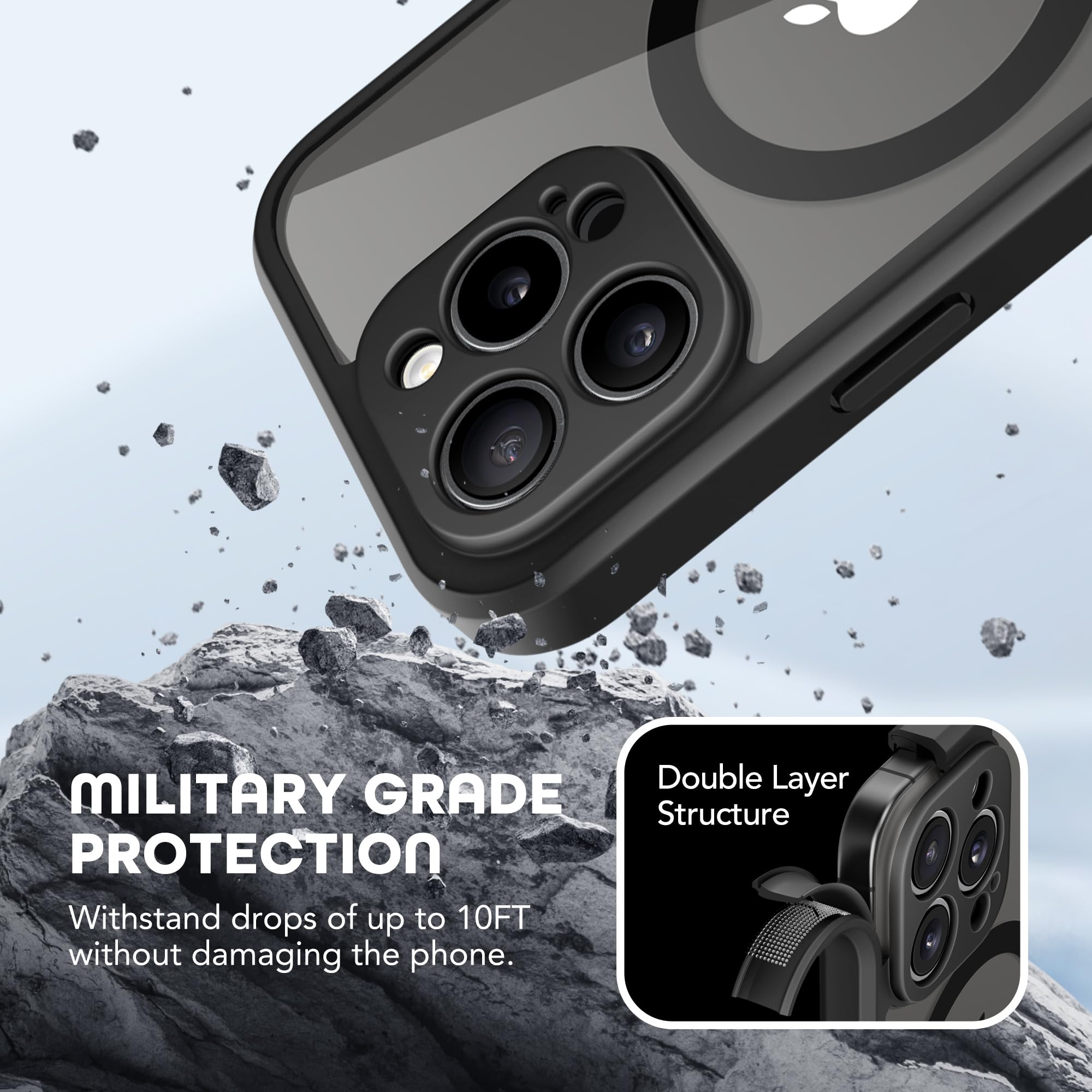 TIESZEN for iPhone 15 Case, Compatible with MagSafe, Built-in Privacy Screen Protector and Camera Protection, Anti Spy Full Body Dustproof Shockproof Hard Phone Case 6.1", Black
