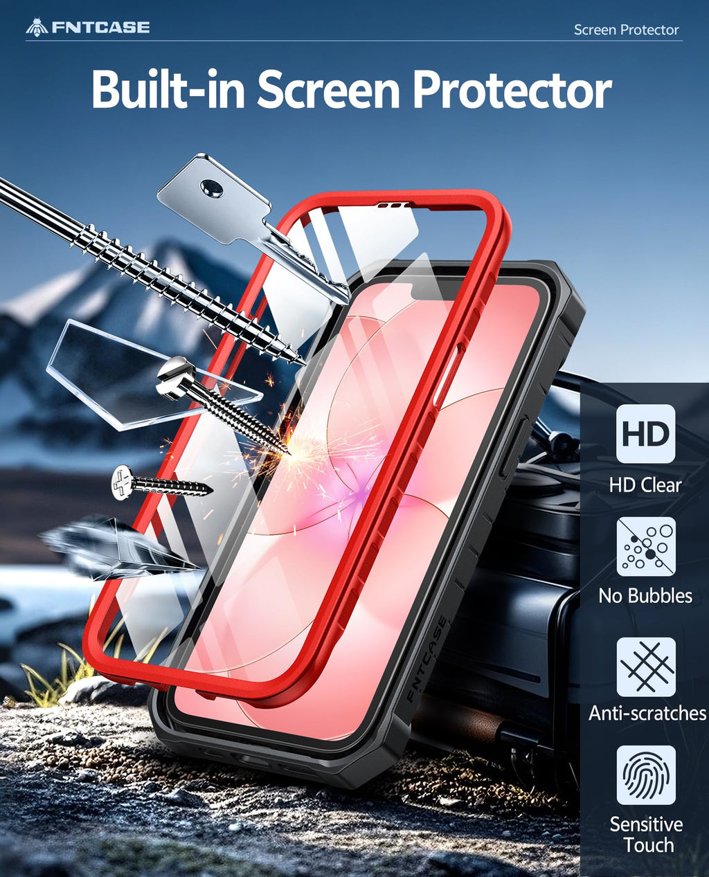 FNTCASE for iPhone 17e Phone Case: for iPhone 16e Case Military Grade Rugged Case with Kickstand & Holster | Shockproof TPU Protection Bumper Matte Textured Design | Heavy Duty Protector Black